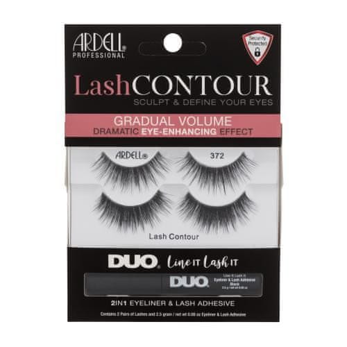 Ardell Lash Contour 372 Odtenek black Set umetne trepalnice + lepilo za trepalnice in črtalo za oči 2v1 2,5 g