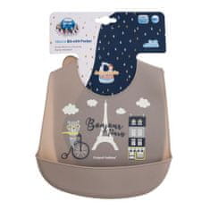 Canpol babies Bonjour Paris Silicone Bib With Pocket silikonski slinček z žepom 1 kos