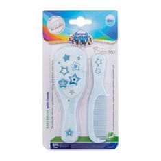 Canpol babies Newborn Baby Baby Brush With Comb Stars Set glavnik za lase 1 kos + mehka naravna krtača za lase 1 kos za otroke