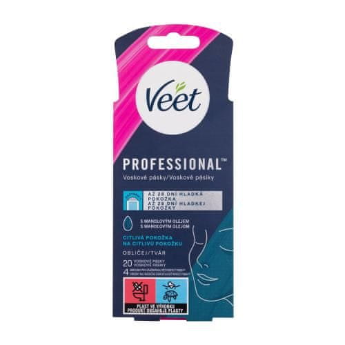 Veet Professional Wax Strips Face Sensitive Skin depilacijski trakovi z voskom za obraz 20 kos za ženske