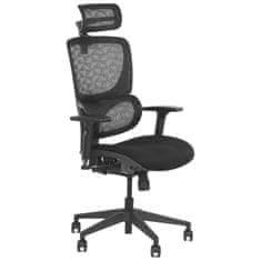 STEMA Vrtljivi pisarniški stol ErgoNew S1, sedež iz tkanine, sinhroni mehanizem, črna barva.