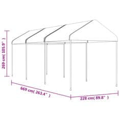 Vidaxl Paviljon s streho bel 6,69x2,28x2,69 m polietilen