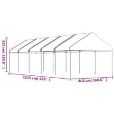 Vidaxl Paviljon s streho bel 11,15x4,08x3,22 m polietilen