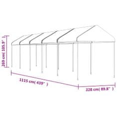 Vidaxl Paviljon s streho bel 11,15x2,28x2,69 m polietilen