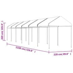 Vidaxl Paviljon s streho bel 13,38x2,28x2,69 m polietilen