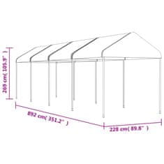 Vidaxl Paviljon s streho bel 8,92x2,28x2,69 m polietilen