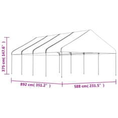 Vidaxl Paviljon s streho bel 8,92x5,88x3,75 m polietilen