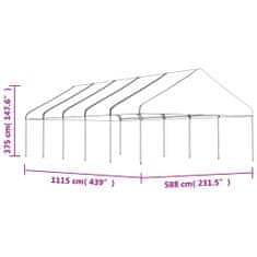 Vidaxl Paviljon s streho bel 11,15x5,88x3,75 m polietilen