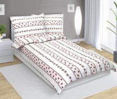Flanelno posteljno perilo - 140x200, 70x90 cm - Rose burgundska, bež