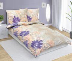 Bombažna posteljnina - 140x220, 70x90 cm - Fern salmon, vijolična