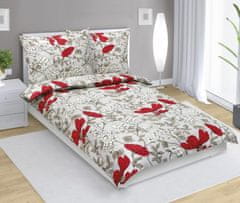 Bombažna posteljnina - 140x200, 70x90 cm - Cvetlično rdeča