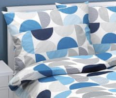 Bombažna posteljnina - 140x220, 70x90 cm - Polkrožno modra