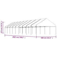 Vidaxl Paviljon s streho bel 20,07x5,88x3,75 m polietilen