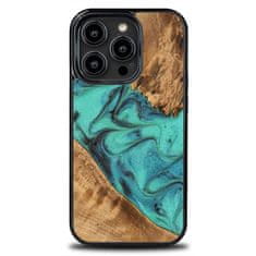 slomart etui iz lesa in smole za iphone 14 pro bewood unique turquoise - turkizna in črna