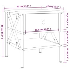 Vidaxl Nočna mizica 2 kosa rjavi hrast 40x42x45 cm inženirski les