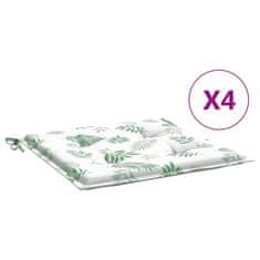 Vidaxl Blazine za vrtne stole 4 kosi vzorec listja 50x50x3 cm tkanina