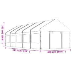 Vidaxl Paviljon s streho bel 11,15x4,08x3,22 m polietilen