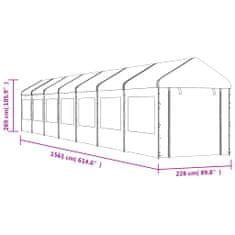 Vidaxl Paviljon s streho bel 15,61x2,28x2,69 m polietilen