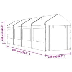 Vidaxl Paviljon s streho bel 8,92x2,28x2,69 m polietilen