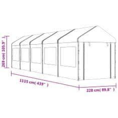 Vidaxl Paviljon s streho bel 11,15x2,28x2,69 m polietilen