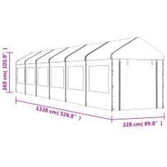 Vidaxl Paviljon s streho bel 13,38x2,28x2,69 m polietilen