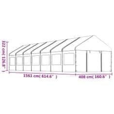 Vidaxl Paviljon s streho bel 15,61x4,08x3,22 m polietilen