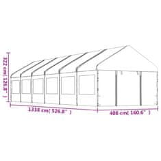 Vidaxl Paviljon s streho bel 13,38x4,08x3,22 m polietilen