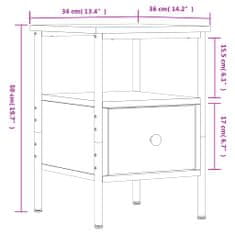 Vidaxl Nočna omarica 2 kosa dimljeni hrast 34x36x50 cm inženirski les