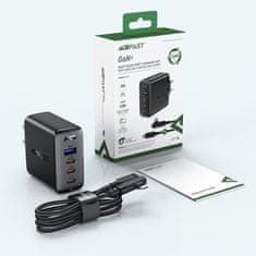 AceFast Hitri polnilec GaN 3x USB-C 1x USB-A + USB-C kotni kabel 100W 2m črn