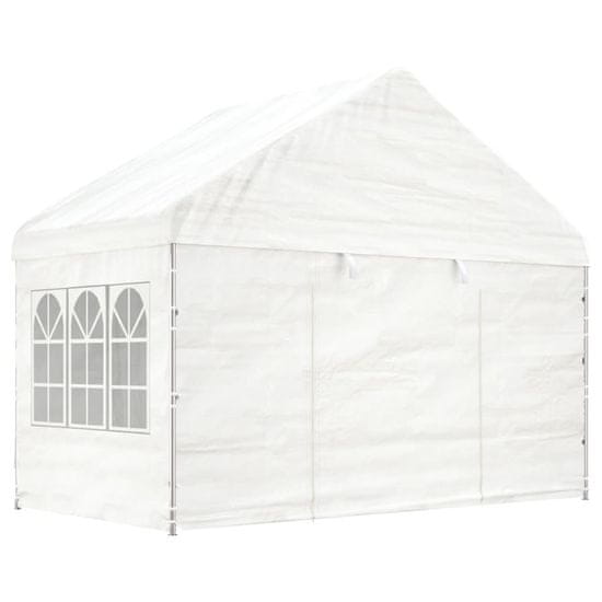 Vidaxl Paviljon s streho bel 4,08x2,23x3,22 m polietilen