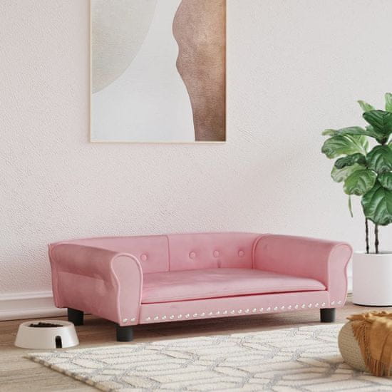 Vidaxl Pasja postelja roza 95x55x30 cm žamet