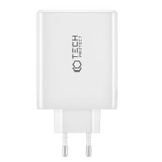 Tech-protect GaN polnilnik USB / 3x USB-C 100W PD QC, bela