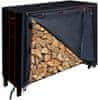 Stojalo za drva 122x36x122cm BLACK s ponjavo