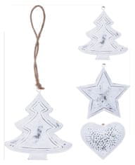 M.A.T Group Viseča dekoracija TREE/STAR/HEART 15cm list BELA mešanica