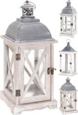 Svetilka za svečo 41x16cm steklo+kovina+les BELA/GE - možnost izbire različnih variant ali barv