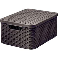 Curver RATTAN rjava plastična košara 40x29x19cm (M) s pokrovom