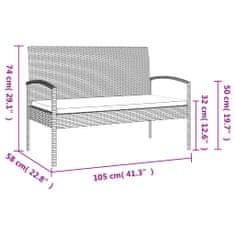 Vidaxl Vrtna klop z blazino rjava 105 cm poli ratan