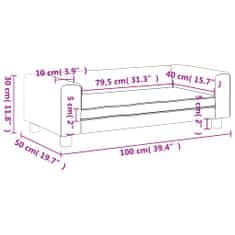 Greatstore Otroški kavč s stolčkom za noge temno siv 100x50x30 cm žamet