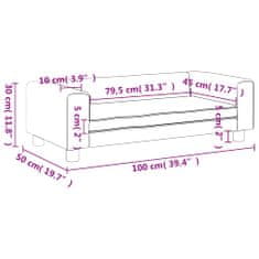 Greatstore Otroški kavč s stolčkom za noge kapučino 100x50x30 cm um. usnje