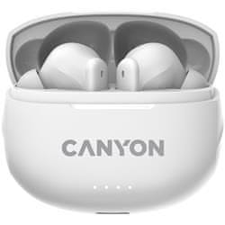 Canyon TWS-8 BT slušalke z mikrofonom, BT V5.3 JL 6976D4, 470mAh+40mAh ohišje do 32 ur, bela