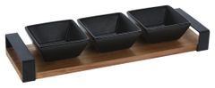 Servirni set 4 kosov (1x skodelica/kovinski pladenj 32x10cm+3x keramična skleda 8x8x3,5cm BLACK)