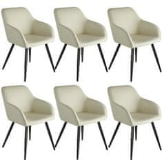tectake Tekstilni stoli Marilyn, smetana/črna, 6 kosov