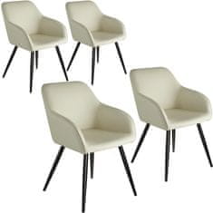 tectake Tekstilni stoli Marilyn, smetana/črna, 4 kosi
