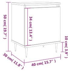 Vidaxl Nočna omarica 2 kosa dimljeni hrast 40x30x50 cm inženirski les