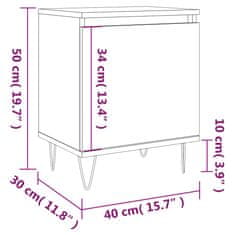 Vidaxl Nočna omarica 2 kosa dimljeni hrast 40x30x50 cm inženirski les