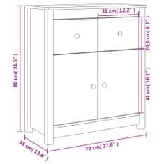 Vidaxl Komoda bela 70x35x80 cm trdna borovina