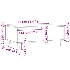 Vidaxl Klubska mizica bela 90x50x36,5 cm inženirski les