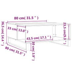 Vidaxl Klubska mizica rjavi hrast 80x80x36,5 cm inženirski les