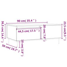 Vidaxl Klubska mizica bela 90x50x36,5 cm inženirski les