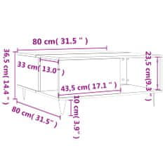 Vidaxl Klubska mizica siva sonoma 80x80x36,5 cm inženirski les